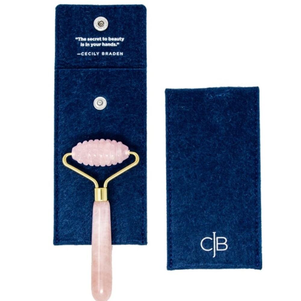 CJB Cecily Braden Luxury Rose Quartz Spike Roller Facial Massage Skin Care - Picture 3 of 4